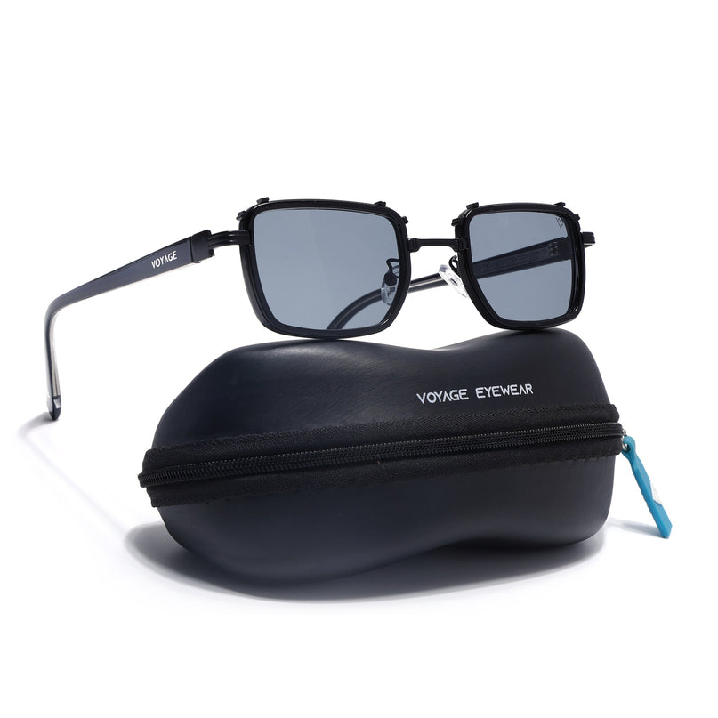 Square Sunglasses for Men & Women (Grey Lens | Black Frame - MG7053)