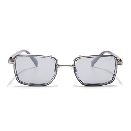 Square Sunglasses for Men & Women (Grey Lens | Silver & Grey Frame - MG7054)