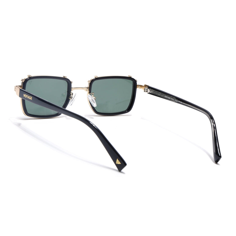 Square Sunglasses for Men & Women (Olive Lens | Golden & Black Frame - MG7055)