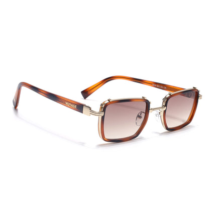 Square Sunglasses for Men & Women (Brown Lens | Golden & Demi Brown Frame - MG7056)