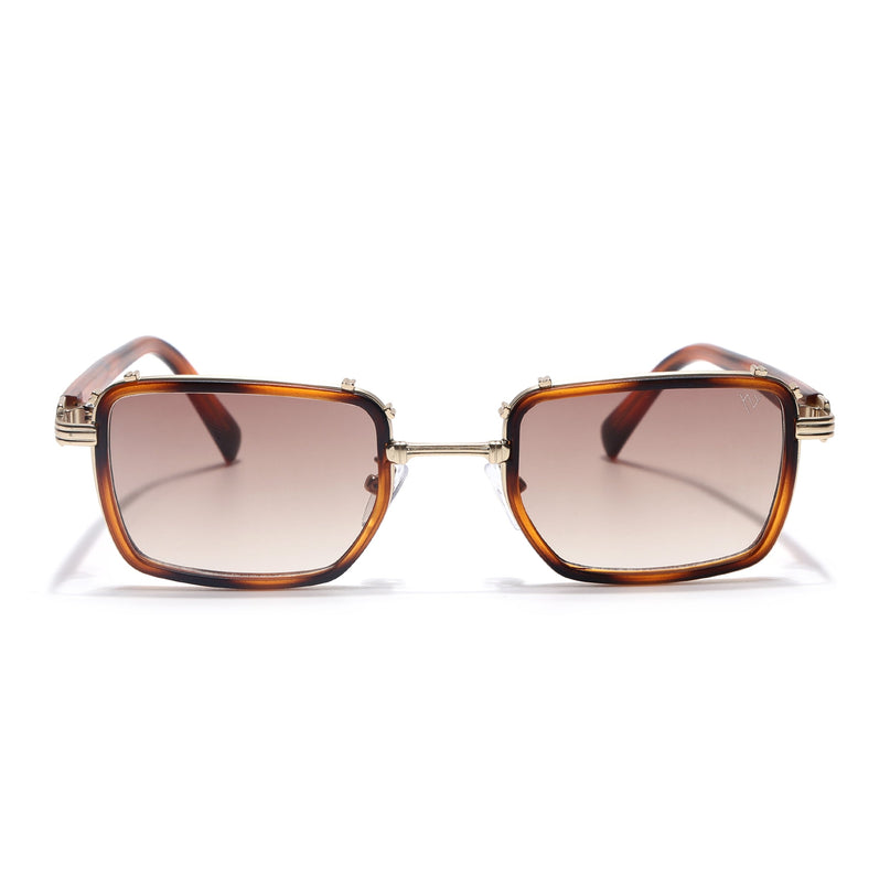 Square Sunglasses for Men & Women (Brown Lens | Golden & Demi Brown Frame - MG7056)
