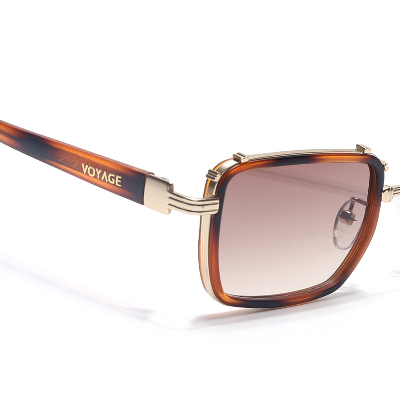 Square Sunglasses for Men & Women (Brown Lens | Golden & Demi Brown Frame - MG7056)