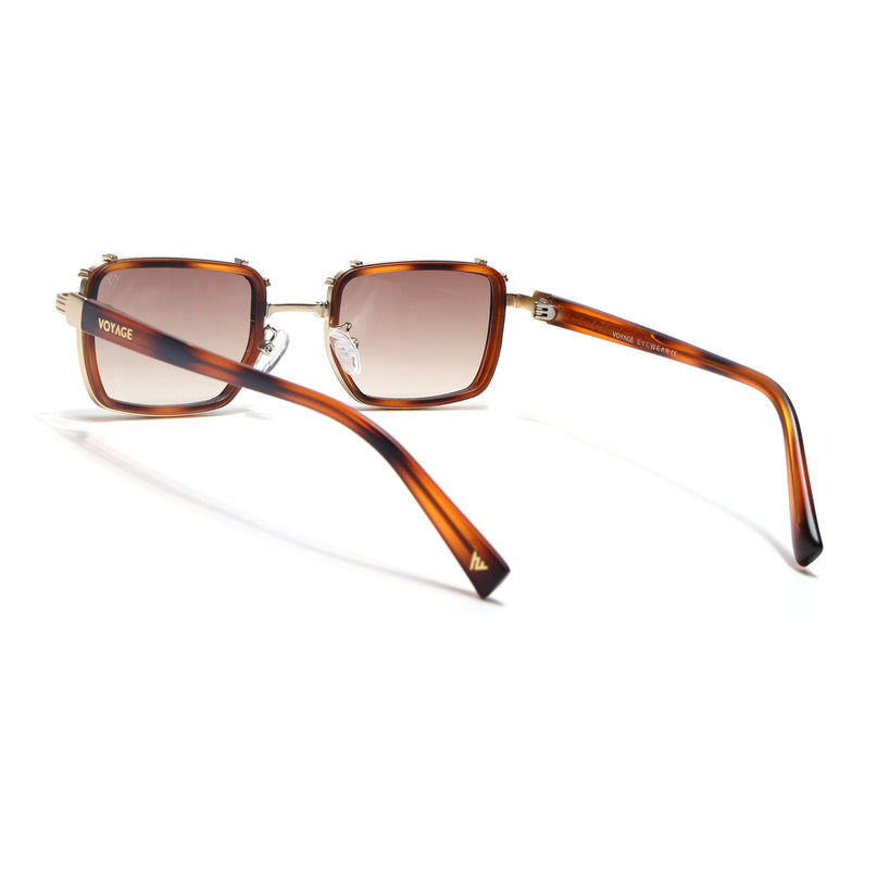 Square Sunglasses for Men & Women (Brown Lens | Golden & Demi Brown Frame - MG7056)