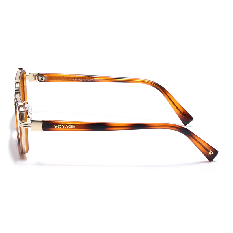 Square Sunglasses for Men & Women (Brown Lens | Golden & Demi Brown Frame - MG7056)
