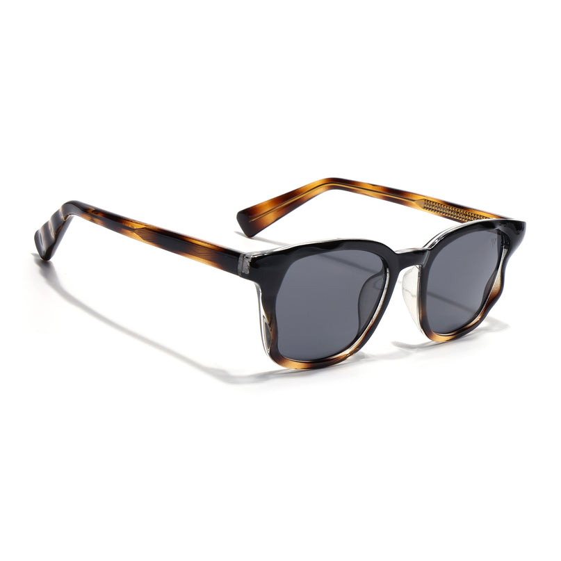 Wayfarer Sunglasses for Men & Women (Black Lens | Demi Brown Frame - MG8163)