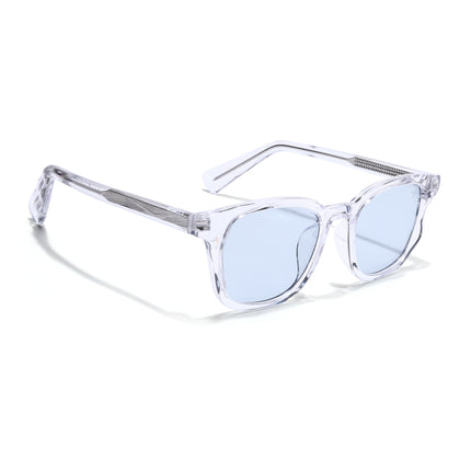 Wayfarer Sunglasses for Men & Women (Blue Lens | Transparent Frame - MG8167)