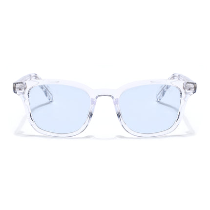 Wayfarer Sunglasses for Men & Women (Blue Lens | Transparent Frame - MG8167)