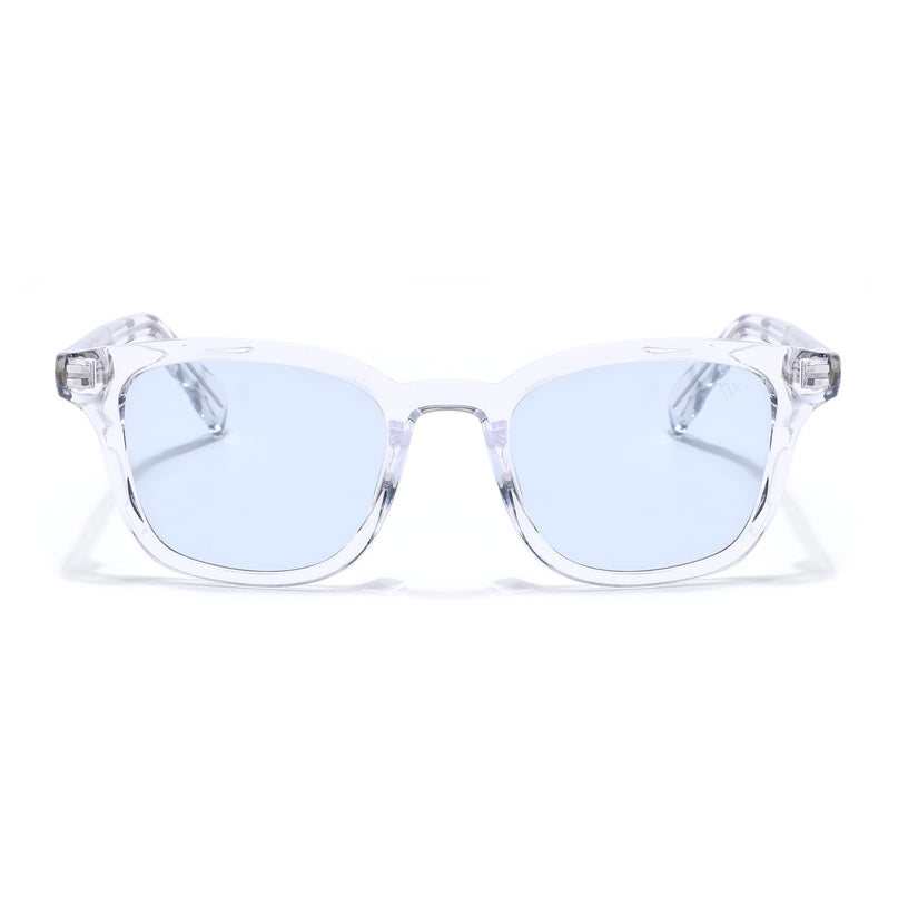 Wayfarer Sunglasses for Men & Women (Blue Lens | Transparent Frame - MG8167)
