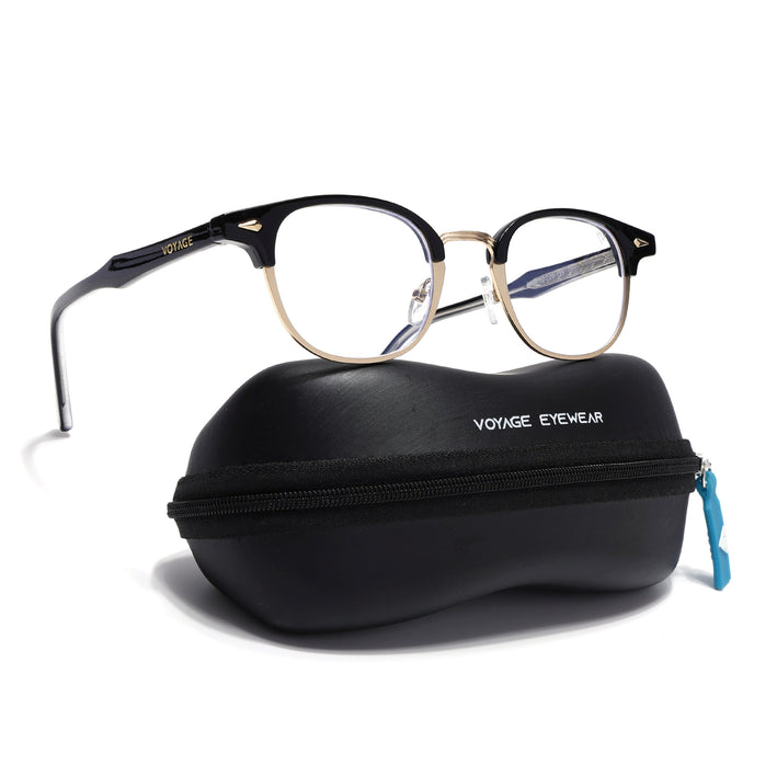Voyage Golden & Black Half Rim Eyeglasses for Men & Women (9940FMG7128-C2)