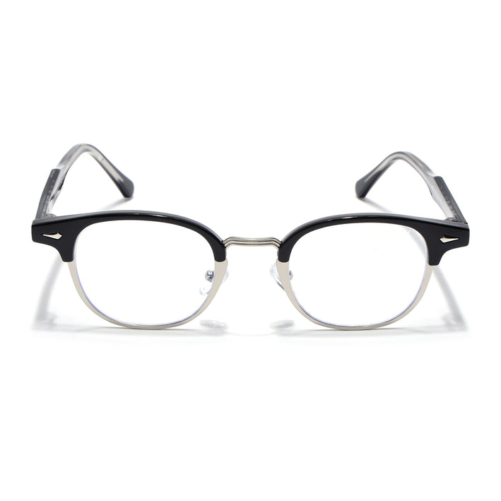 Voyage Silver & Black Half Rim Eyeglasses for Men & Women (9940FMG7129-C3)