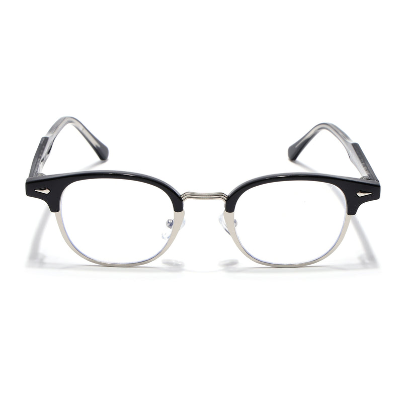 Voyage Silver & Black Half Rim Eyeglasses for Men & Women (9940FMG7129-C3)