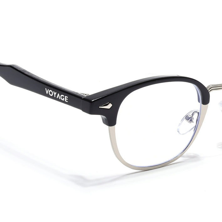 Voyage Silver & Black Half Rim Eyeglasses for Men & Women (9940FMG7129-C3)