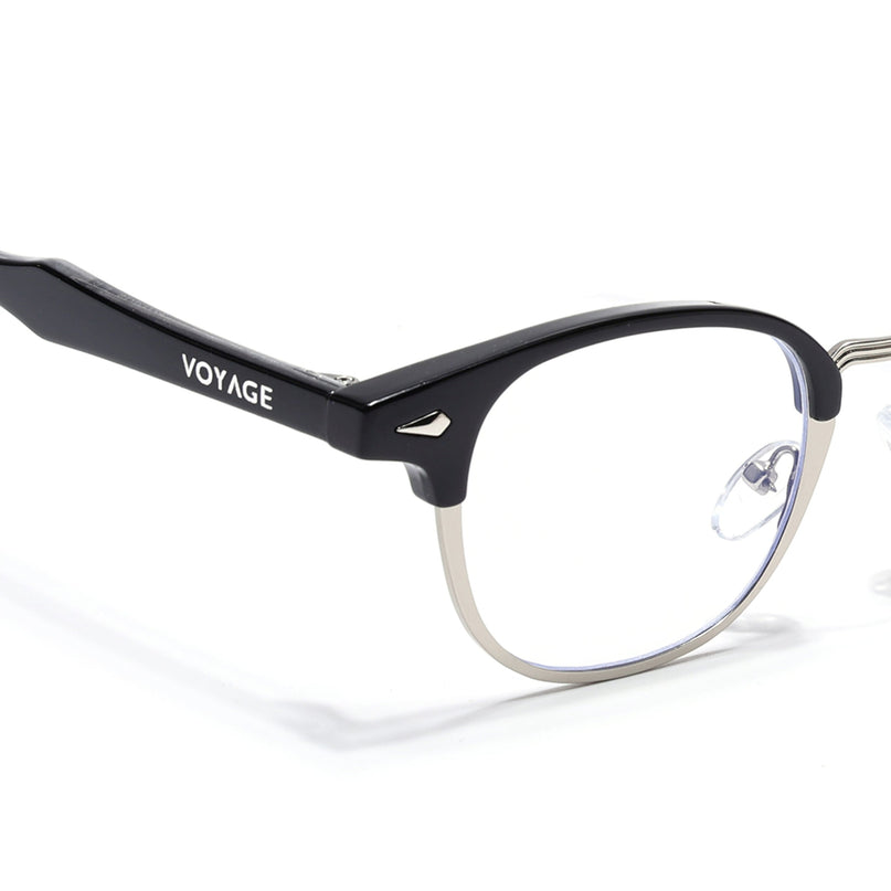 Voyage Silver & Black Half Rim Eyeglasses for Men & Women (9940FMG7129-C3)