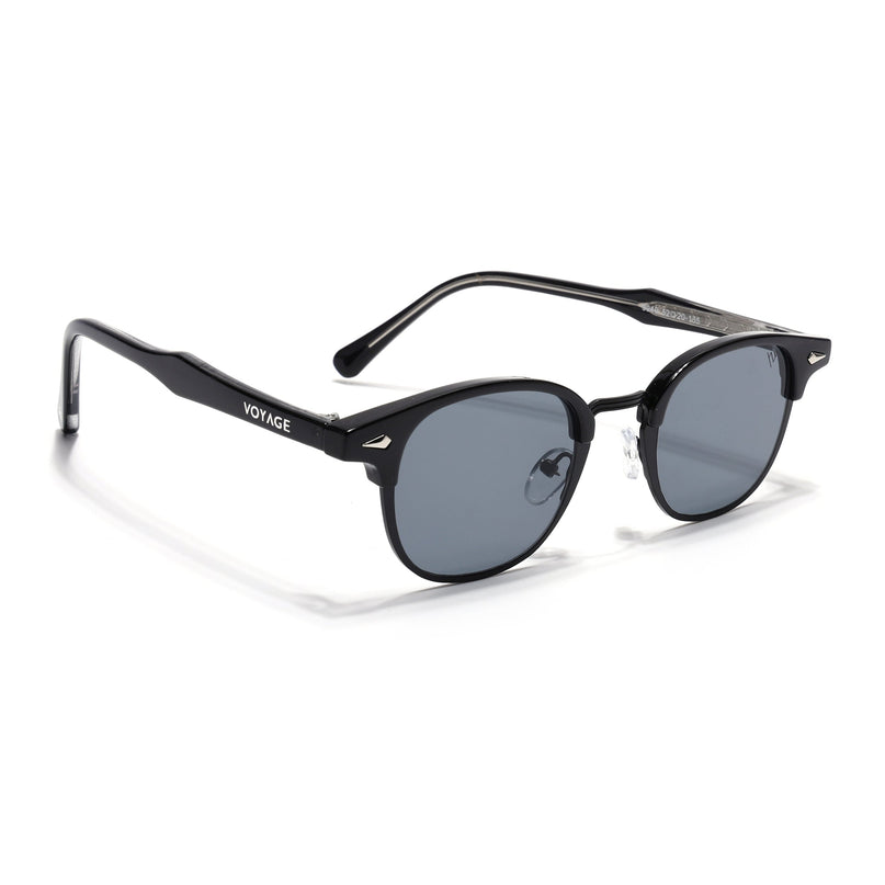 Half Rim Sunglasses for Men & Women (Grey Lens | Black Frame - MG7100)