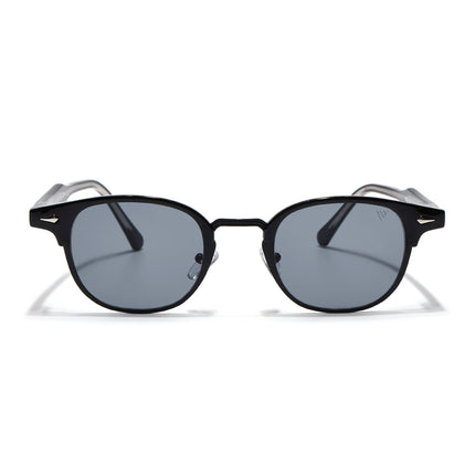 Half Rim Sunglasses for Men & Women (Grey Lens | Black Frame - MG7100)