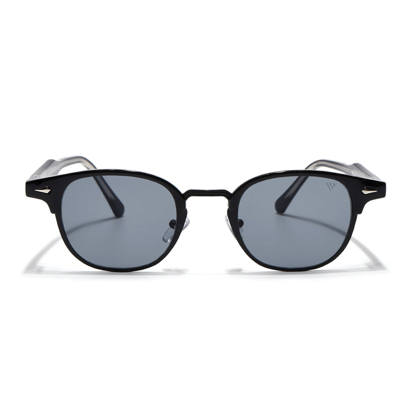 Half Rim Sunglasses for Men & Women (Grey Lens | Black Frame - MG7100)