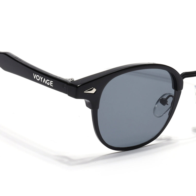 Half Rim Sunglasses for Men & Women (Grey Lens | Black Frame - MG7100)