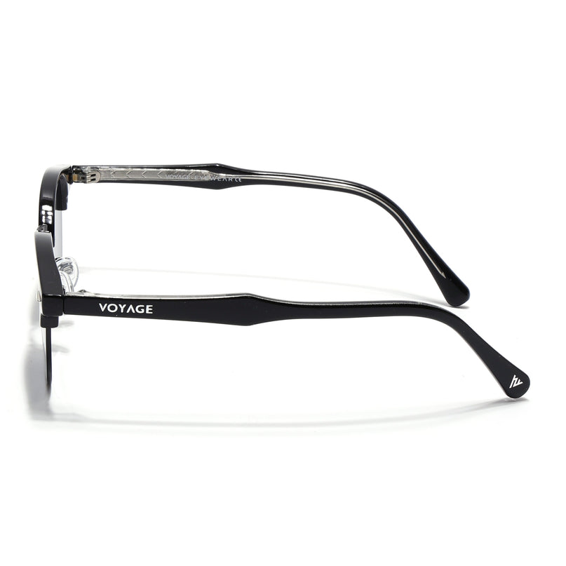 Half Rim Sunglasses for Men & Women (Grey Lens | Black Frame - MG7100)
