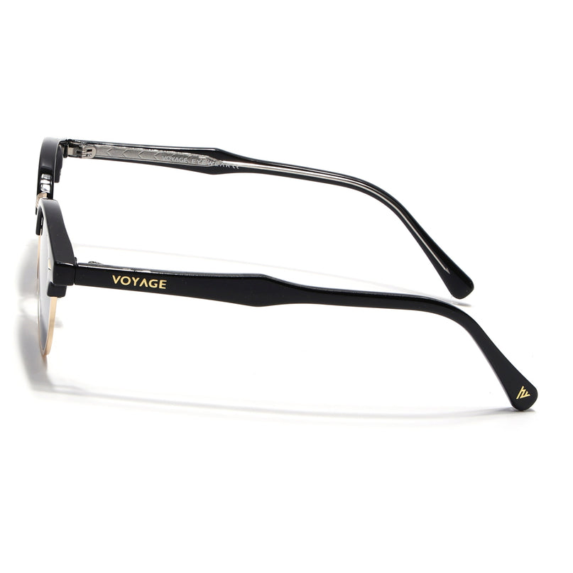 Half Rim Sunglasses for Men & Women (Grey Lens | Golden & Black Frame - MG7101)