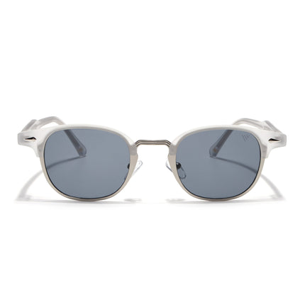 Half Rim Sunglasses for Men & Women (Grey Lens | Silver & Matt Grey Frame - MG7102)