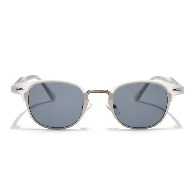 Half Rim Sunglasses for Men & Women (Grey Lens | Silver & Matt Grey Frame - MG7102)