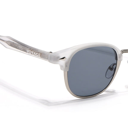 Half Rim Sunglasses for Men & Women (Grey Lens | Silver & Matt Grey Frame - MG7102)