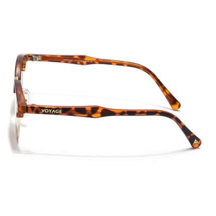 Half Rim Sunglasses for Men & Women (Brown Lens | Golden & Demi Brown Frame - MG7103)
