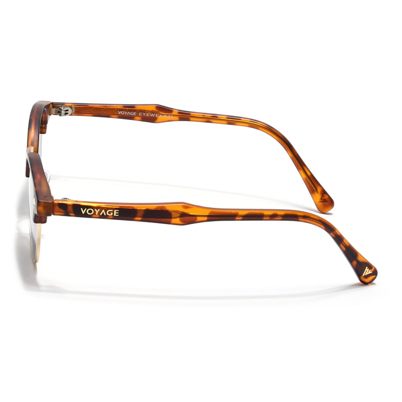 Half Rim Sunglasses for Men & Women (Green Lens | Golden & Demi Brown Frame - MG7104)
