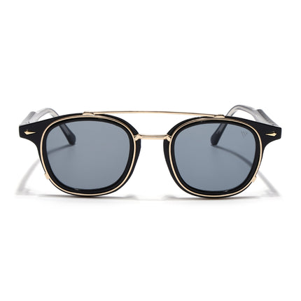 Wayfarer Sunglasses for Men & Women (Grey Lens | Black & Golden Frame - MG7106)