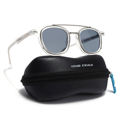 Wayfarer Sunglasses for Men & Women (Grey Lens | Silver & Matt Grey Frame - MG7107)