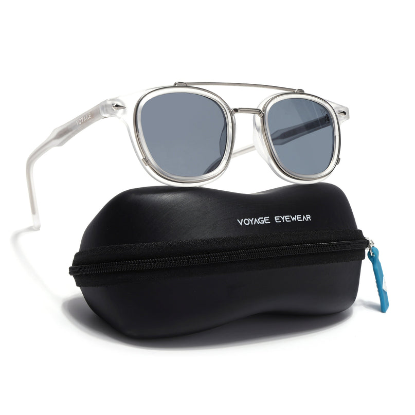 Wayfarer Sunglasses for Men & Women (Grey Lens | Silver & Matt Grey Frame - MG7107)