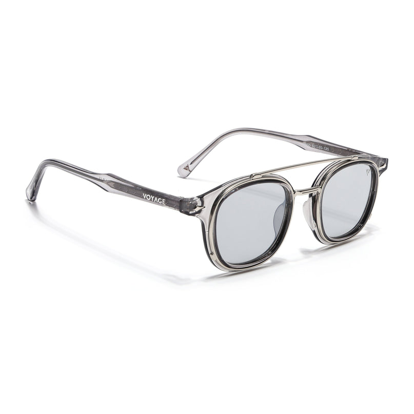Wayfarer Sunglasses for Men & Women (Grey Lens | Silver & Transparent Grey Frame - MG7108)
