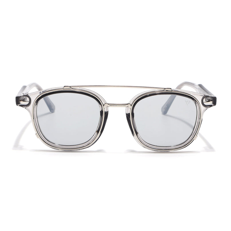 Wayfarer Sunglasses for Men & Women (Grey Lens | Silver & Transparent Grey Frame - MG7108)