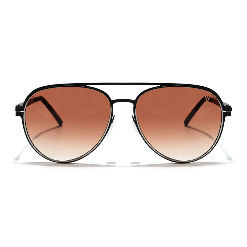 Aviator Sunglasses (Brown & Clear Lens | Black Frame - MG5605)