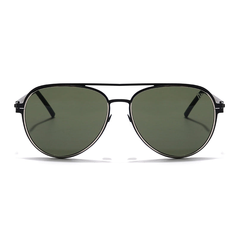 Aviator Sunglasses (Green Lens | Black Frame - MG5606)