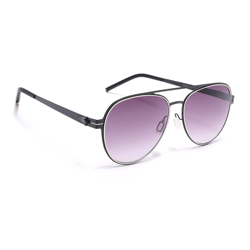 Black & Silver Aviator Polarized Sunglasses - PMG4291