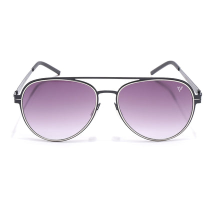 Black & Silver Aviator Polarized Sunglasses - PMG4291