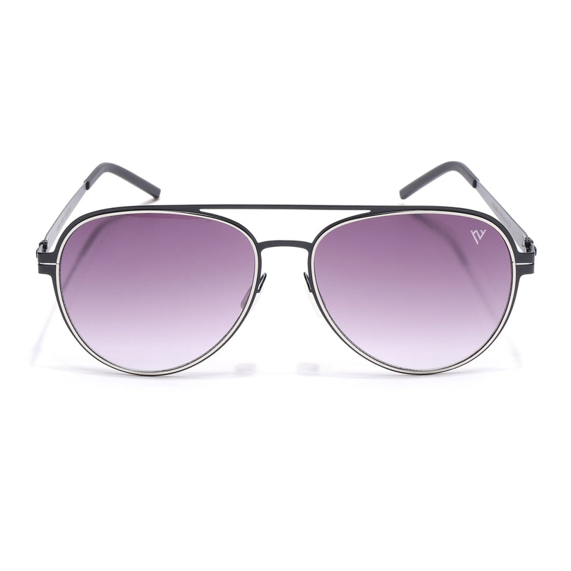 Black & Silver Aviator Polarized Sunglasses - PMG4291