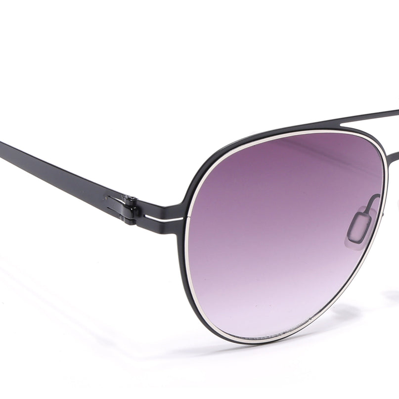 Black & Silver Aviator Polarized Sunglasses - PMG4291