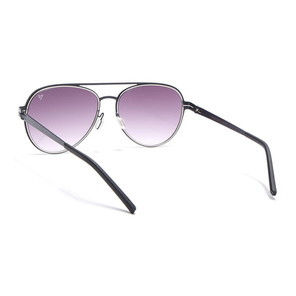 Black & Silver Aviator Polarized Sunglasses - PMG4291