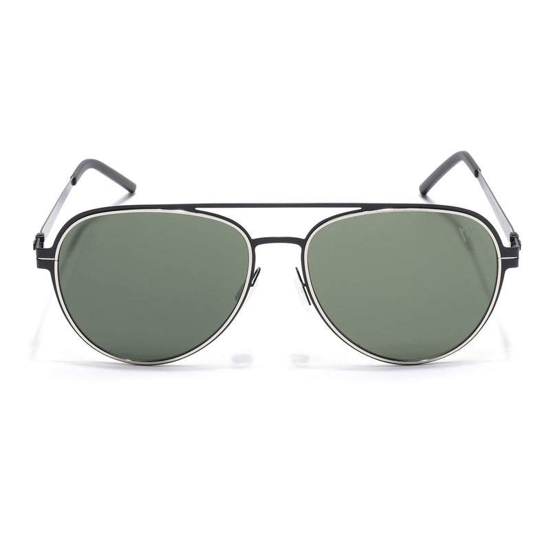 Black & Silver Aviator Polarized Sunglasses - PMG4292
