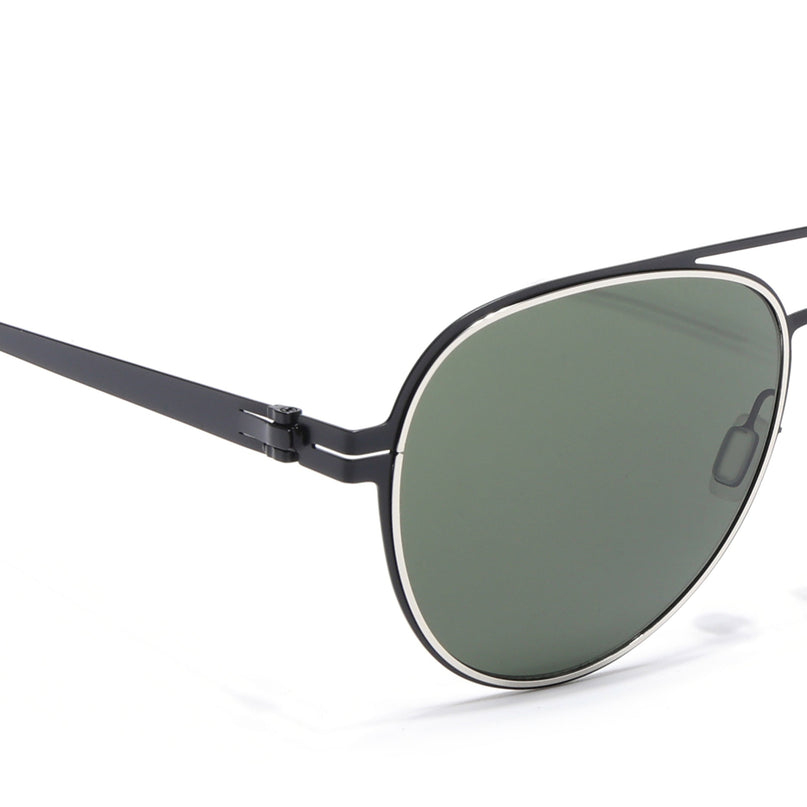 Black & Silver Aviator Polarized Sunglasses - PMG4292