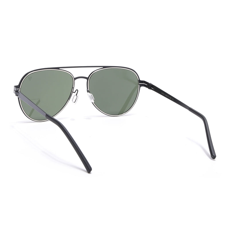 Black & Silver Aviator Polarized Sunglasses - PMG4292