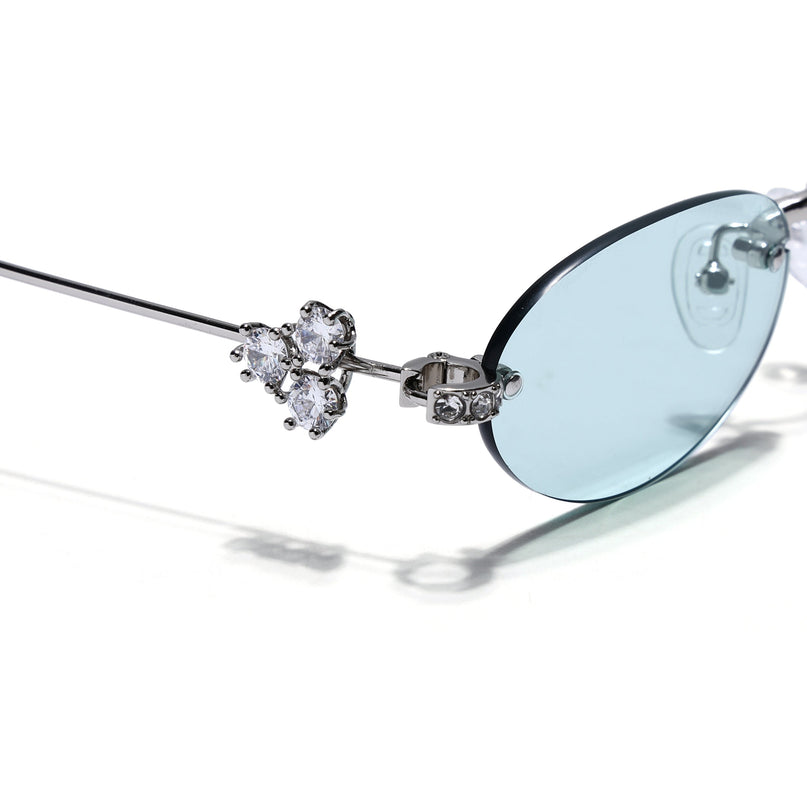 Oval Sunglasses for Men & Women (Green Lens | Silver Frame - SLMG7784)