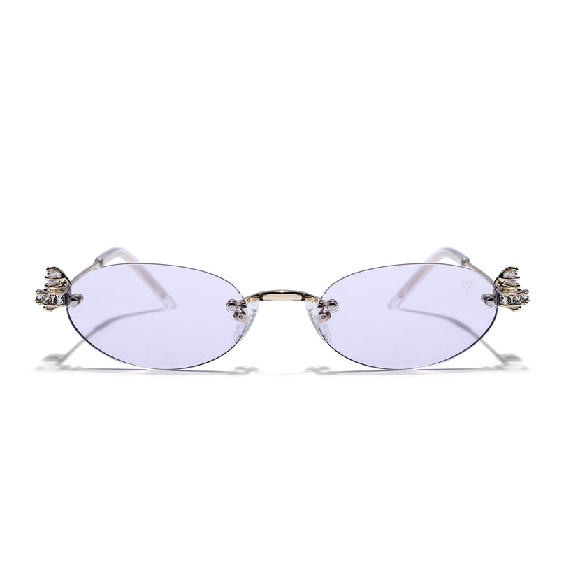 Oval Sunglasses for Men & Women (Purple Lens | Golden Frame - SLMG7785)