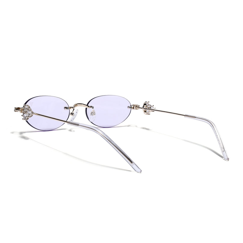 Oval Sunglasses for Men & Women (Purple Lens | Golden Frame - SLMG7785)