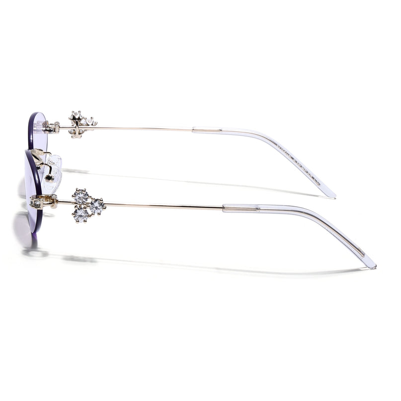 Oval Sunglasses for Men & Women (Purple Lens | Golden Frame - SLMG7785)