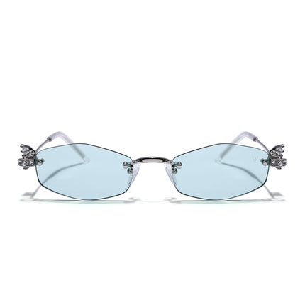 Hexagonal Sunglasses for Men & Women (Green Lens | Silver Frame - SLMG7787)