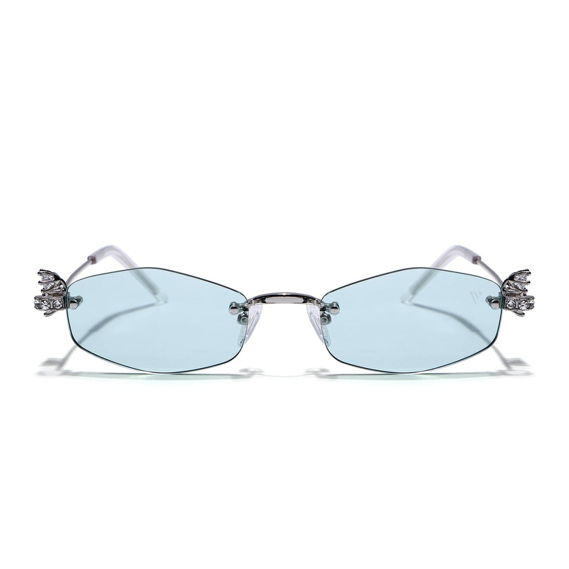 Hexagonal Sunglasses for Men & Women (Green Lens | Silver Frame - SLMG7787)