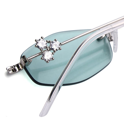Hexagonal Sunglasses for Men & Women (Green Lens | Silver Frame - SLMG7787)
